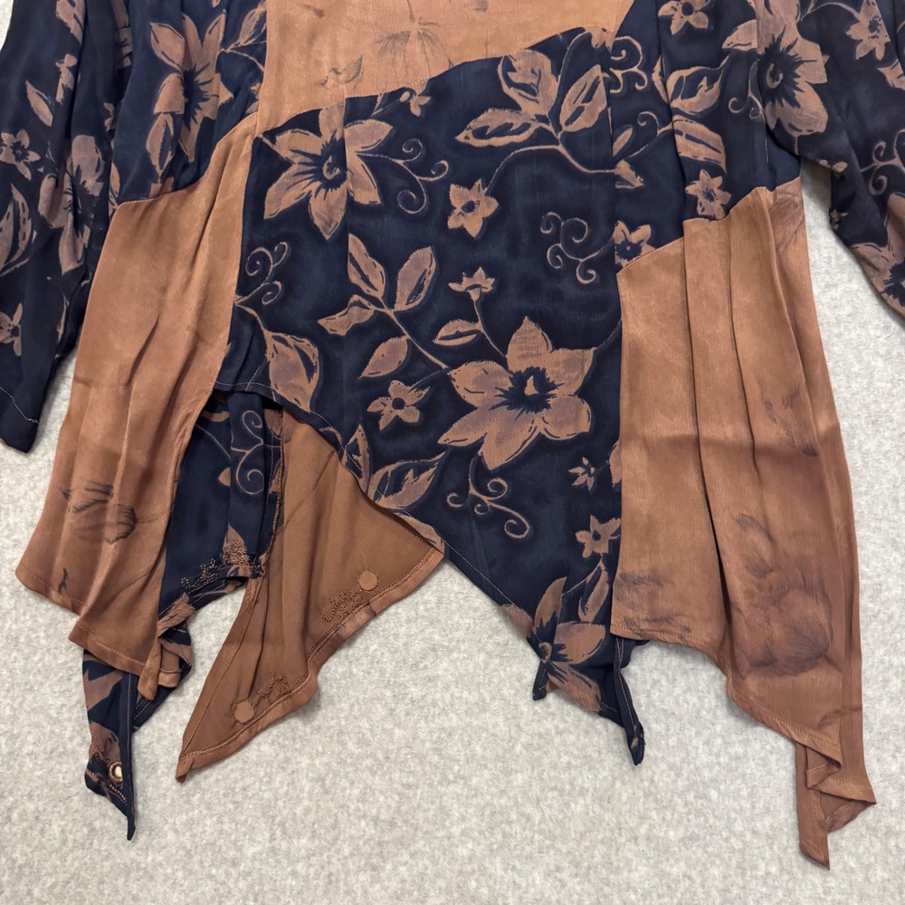 Vintage Tienda Ho Tambora Patchwork Tunic Top Floral Mirror Rayon OS Whimsigoth - Picture 10 of 10